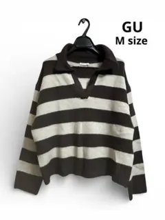 GU パフィータッチスキッパーボーダーニット　サイズM