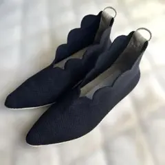 【Öffen】Offen オッフェン　スカラップエッジ 黒 ニット　シューズ