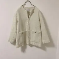 SHIPS any ノーカラーカラーミックスツイードジャケット