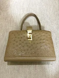 [希少] オーストリッチ ハンドバッグ ブラウン 未使用