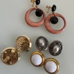 4点おまとめ　イヤリング　ゴールド色　大ぶりミックス　レトロ