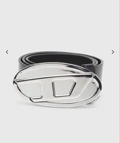 DIESEL ロゴバックル レザーベルト ブラック