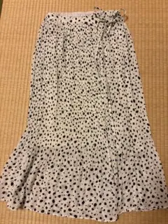 ローリーズファーム ダルメシアンラップスカート プリーツ マーメイド 白地×黒柄