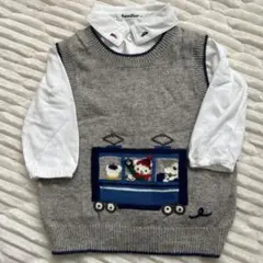 familiar 電車刺繍 グレー ベスト