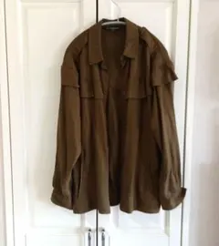 ZARA　フリル付き長袖シャツ ミリタリー