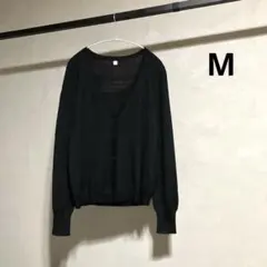 希少 OLD UNIQLO ウール100% Vネックカーディガン 黒 M