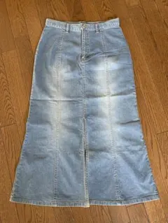 ライトブルーデニムロングスカート　W73