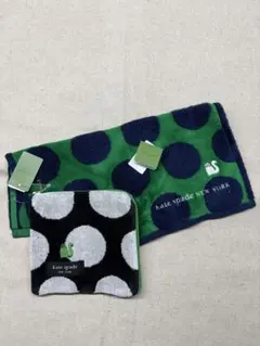 kate spade 猫と水玉模様 タオルハンカチとポーチセット