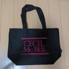 【タイムセール】CECIL McBEE ロゴ入り黒トートバッグ