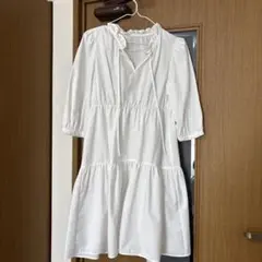 GU ワンピース　七分袖　ティアードワンピース　ミニ　Sサイズ