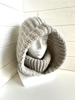 バラクラバ ハンドメイド フード付きネックウォーマー 男女兼 つけ襟 つけフード