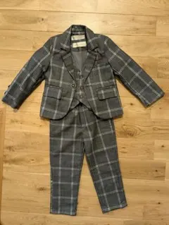 グレー系チェック フォーマルスーツ　80cm 90cm セットアップ　男の子