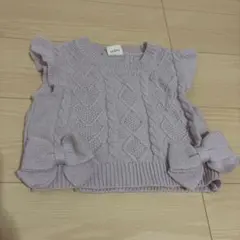 ♢未使用♢ 薄紫色 ラベンダー　ケーブル編みニットベスト 100