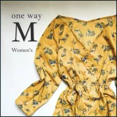 one way 花柄 2way ガウン ワンピース ロング M ウエストゴム