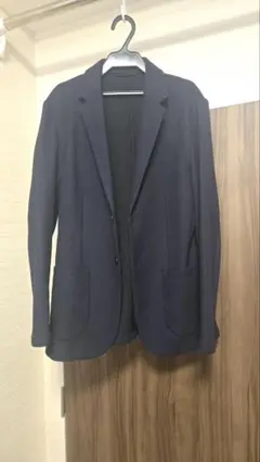 GU ネイビー 2つボタンジャケット L ニットジャケット