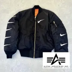 【Alpha アルファ】リバーシブル MA-1 ブラック NIKEロゴ