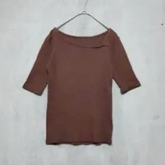 LOWRYS FARM♡アシンメトリー 5部袖カットソー リブ コットン F