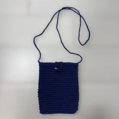 ネイビー 編み物ショルダーバッグ リボン付き　ラドログリー