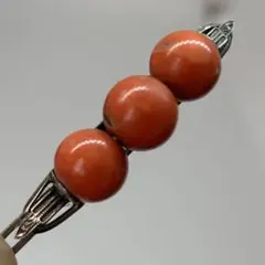 022522 アンティーク　金工　赤珊瑚　髪飾り
