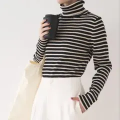 coca Lサイズ タートルネック ストライプセーター