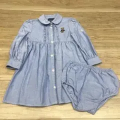 ラルフローレン　キッズ　シャツワンピース　90 ベア刺繍付き ブルマ付　くま
