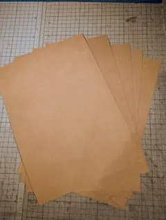 イタリアンレザー　ブッテーロ　ヌメ革床革　A4　キャメル　5枚セット