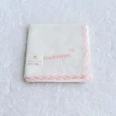 courreges クレージュ ハンカチ 大判 綿100 花柄 刺繍 ピンク　白