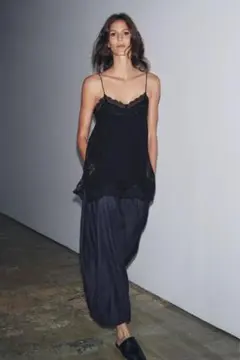 ZARA ZW COLLECTION レースキャミソール XS ブラック