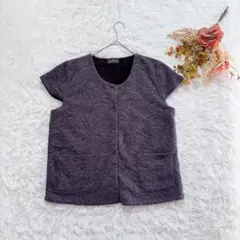 レディース 半袖フリース L 大きめサイズ 開襟 秋冬 無地 シニア ミセス