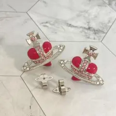 Vivienne Westwood｜ディアマンテピアス　シルバー×ピンク