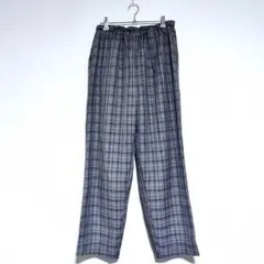 ウエストゴム　Lサイズ　チェック柄　ゆったり　大きめ　グレー　パンツ　春　秋