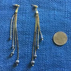 USA Vintage 80s long ピアス シルバーグレーボール