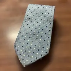 青と白のストライプ ドット柄 ネクタイ