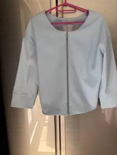 アーバンリサーチ 水色 ノーカラージャケット 7分袖