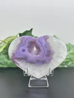 天然石瑪瑙ハート置物　No.2052