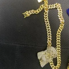 金色メッキ チェーンネックレス ダイヤモンド風