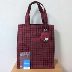 訳あり未使用 familiar 赤チェック トートバッグ ファミリア
