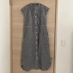 無印良品　チェック柄ノースリーブワンピース