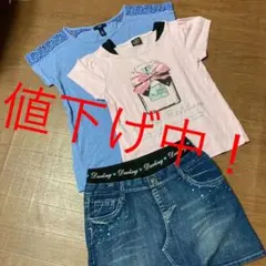 Tシャツ、デニムスカートの3点セット