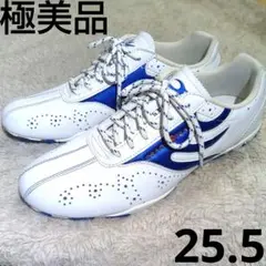 極美品　ドラゴンベアード DB-680S レザー　25.5 ホワイト　ブルー