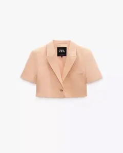 ZARA リネンブレンド クロップドジャケット