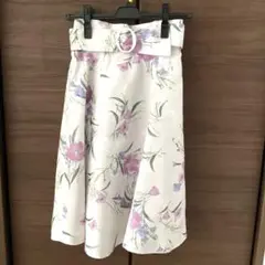 アプワイザーリッシェ　XS 0 花柄スカート　ボトムス SS フレア　ベルト付き