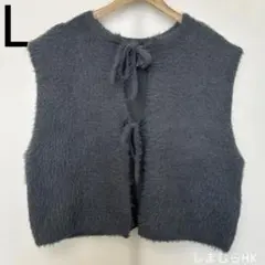 しまむらHKシャギーリボンベスト　グレーL