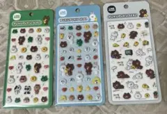 ​3種類　LINE FRIENDS ぷくぷくシール ブラウン コニー サリーのサムネイル