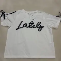 Lately 刺繍 Tシャツ ホワイト 半袖