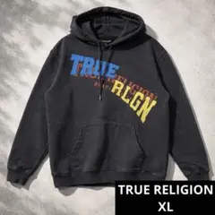 【定価3万 極美品】TRUE RELIGION ロゴパッチ フーディ XL 黒