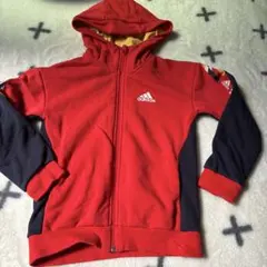 adidas レッド ネイビー ジップアップパーカー 120