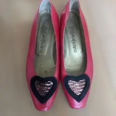 YVES SAINT LAURENT 赤 ハート型 フラットパンプス