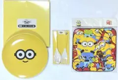 【非売品】ミニオンメラミン皿 + スプーン・フォーク + プチタオル ミニオンズのサムネイル