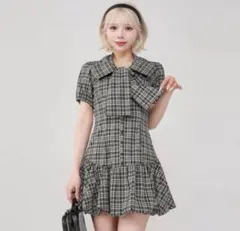 Darich ビッグリボンバルーンチェックミニワンピース BEG - メルカリ